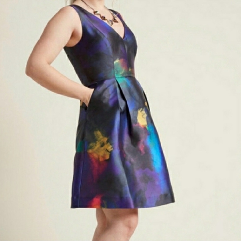 ANTHROPOLOGIE Hutch Watercolor skater DRESS 6